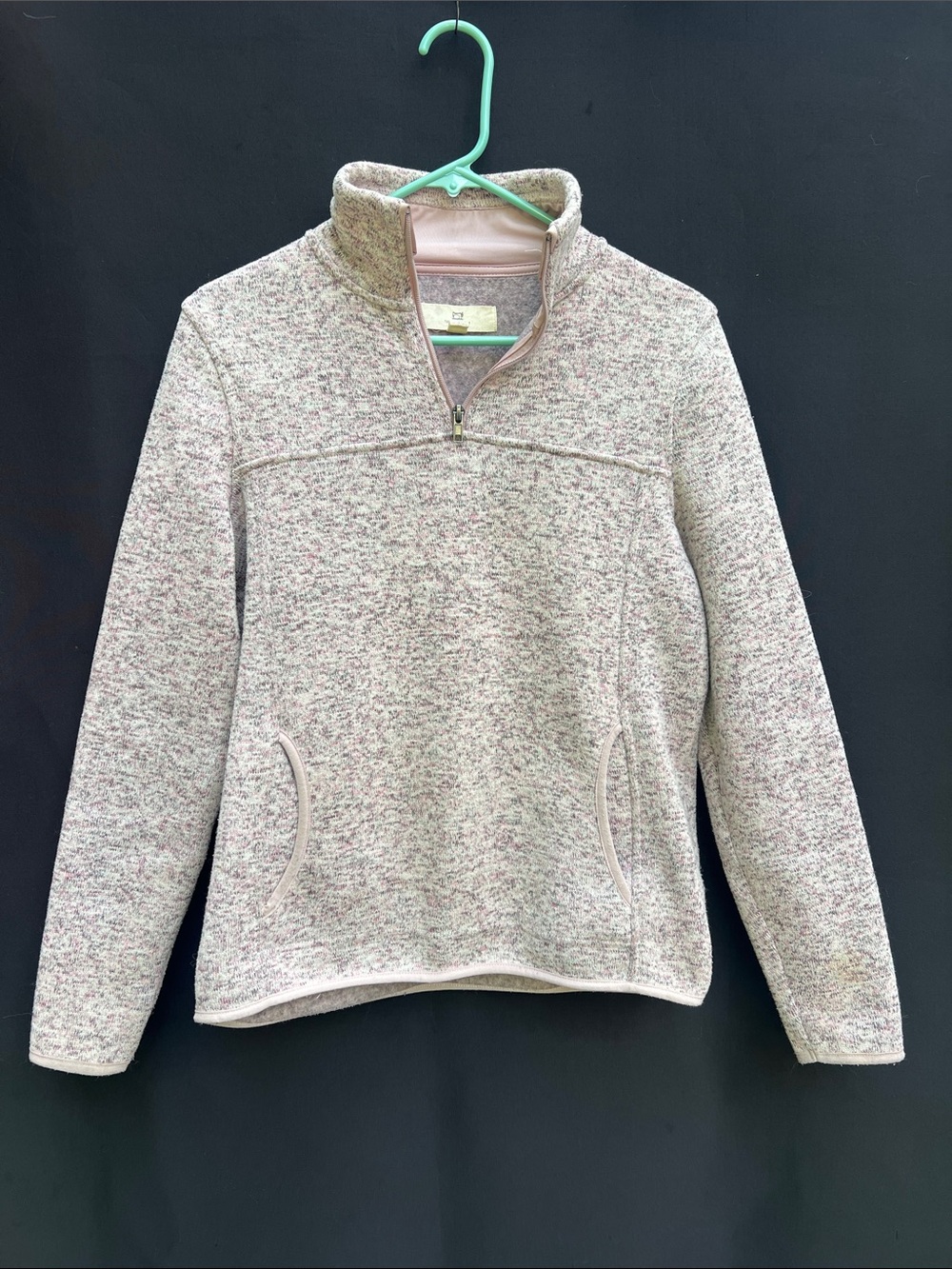 Thread & Supply Heathered Pink Half-Zip Pullover Sweatshirt